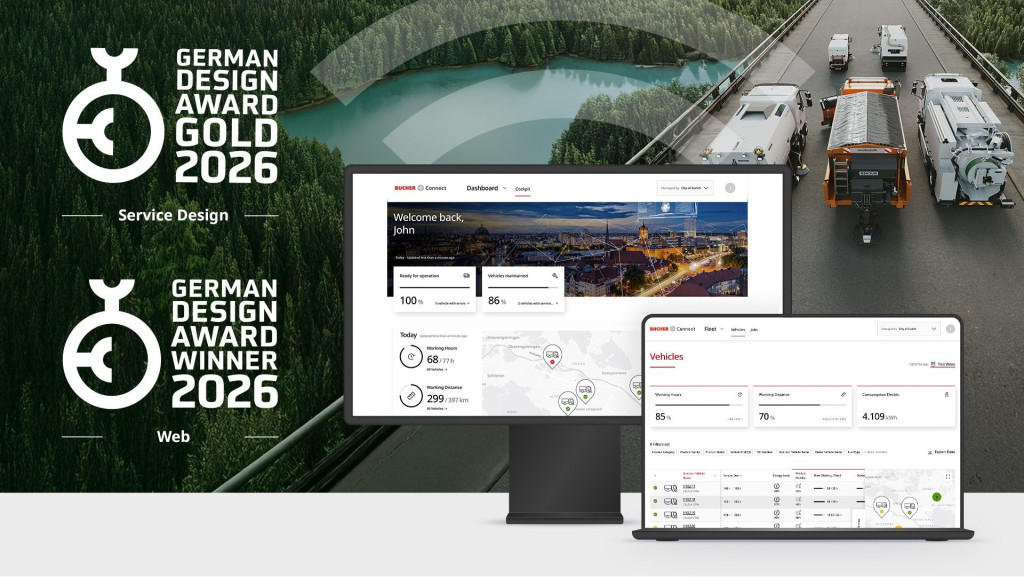 Bucher Connect also impresses the jury at the German Design Award 2026 and receives two awards: Gold in Service Design and Winner in Web.