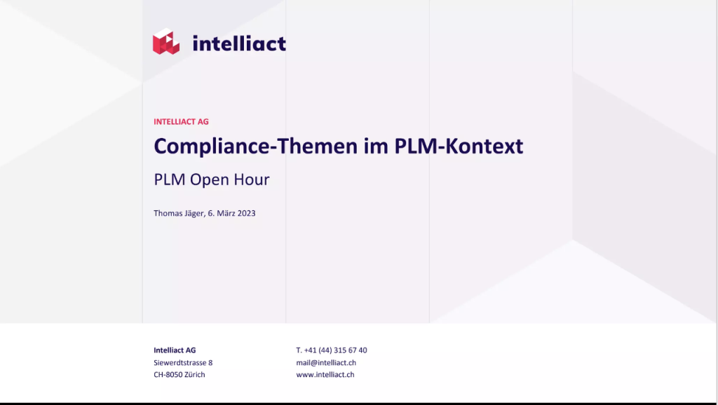PLM Open Hour: Compliance-Themen im PLM-Kontext