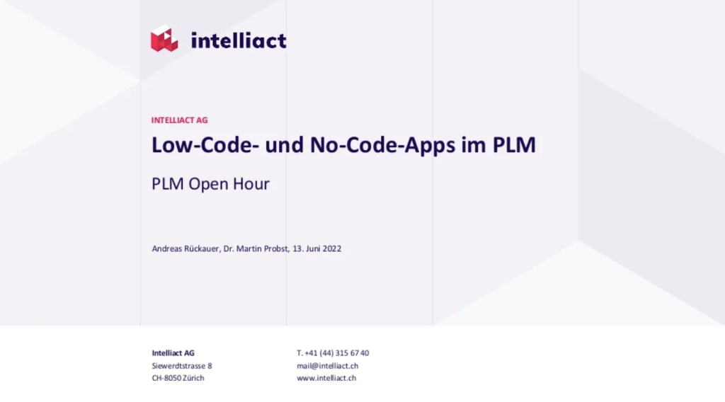 PLM Open Hour: Low-Code- und No-Code-Apps im PLM